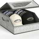 Hat Organizer for Baseball Caps Stackable Hat Storage Box with Clear Window holds up to 24 Caps Hat Storage for Closet Dustproof Foldable Closet Hat Organizer with Handles & Hollow Board Support