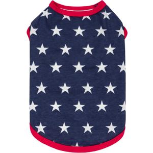Fitwarm Patriotic Star Dog Shirt for 4th of July, Memorial Day, Independence Day, Holiday Dog Clothes for Small Dogs Boy Girl, Pet Cat Outfit, 100% Breathable Cotton, Red, Navy Blue, White, Medium