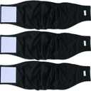 Teamoy 3 Pack Male Dog Diaper Wrap, Washable Puppy Belly Bands, Super-Absorbent and Comfortable(XL,25"-29" Waist, Black)