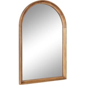 Kate and Laurel Hatherleigh Modern Transitional Arched Wooden Wall Mirror; 24 x 36; Rustic Brown; Decorative Wood Arch Mirror for Use in Bathroom; Entryway; or Bedroom