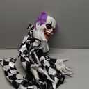 HollyHOME Halloween Animated Hanging Clown with Glowing Eyes Creepy Sound and Shaking Body Halloween Decorations Outdoor Scary Haunted House Outdoor Prop Decor 60'' Black