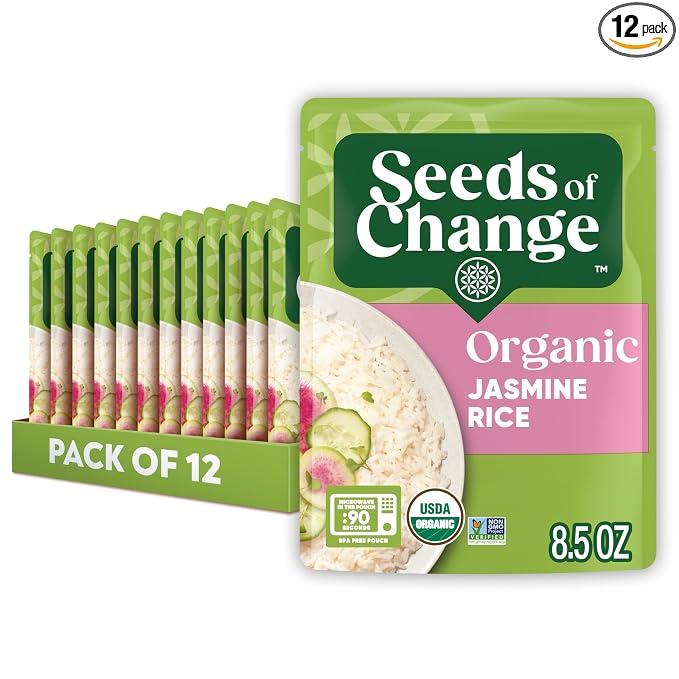 SEEDS OF CHANGE Organic Jasmine Microwave Rice, 8.5 oz (12 Pack) EXP: 12/2027
