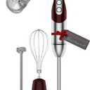 3- in-1 Immersion Hand blender, Powerful MOTOR & Stainless Steel Stick Blender, 4 Sharpe Blades with Whisk, Milk Frother Attachments