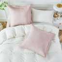 WINLIFE 100% Cotton Quilted Euro Sham Covers, 2 Pack Cotton 26'' x 26'' Pillow Covers, Soft and Breathable Euro Shams, Square Pillow Shams, Dusty Pink