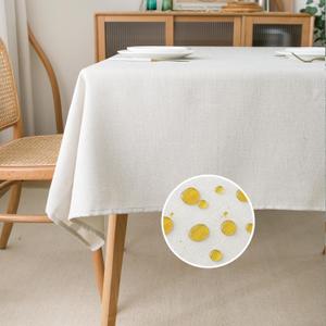 NLMUVW Ivory White Linen Tablecloth 54 X 54 Inch - Square Table Cloth Rustic Water Resistant Farmhouse Textured Table Cover for Cafe Dining Kitchen