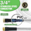 TVKB Metal Garden Hose 75ft Stainless Steel Water Hose Super Tough Flexible Water Pipe with 3/4 inch Brass Fittings and Sprayer Nozzle, Kink & Tangle Free, Rust Proof
