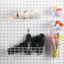 Yookeer 32 Pieces Pegboard Organizer Set Peg Board Rack with Hooks,Loops Wire Shelves Garage Storage, Craft Workshop, Workbench Assortment Organizer Tools(White)
