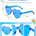 20 Pairs Heart Shaped Sunglasses Bulk, Colorful Rimless Fun Heart Sunglasses for Women Party Favors (Blue)