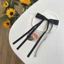 4 x Women Girls Hair Clips, 4 PCS Tassel Ribbon Bowknot Hair Clips with Long Tail, Big Ribbon Bows Satin Hair Clip for Hair Design (Black+Beige)