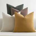 JUSPURBET 18x18 Decorative Pillow Covers Set of 4 Linen Throw Pillow Covers for Couch Sofa Bed Soft Cushion Covers Cases with Hidden Zipper for Living Room Home Decor,Army Green Brown