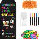 Magnetic Chalkboard for Wall, 47.2" x 18" Magnetic Arch Wall Decal Self Adhesive Blackboard Wallpaper Peel and Stick Chalk Board Wall Decal Roll for Home Playroom Classroom