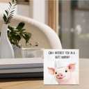 Funny Pig Bathroom Decor - Hello Sweet Cheeks Bathroom Decor, Rustic Pig Gifts Wood Signs, 5 X 5 Inches