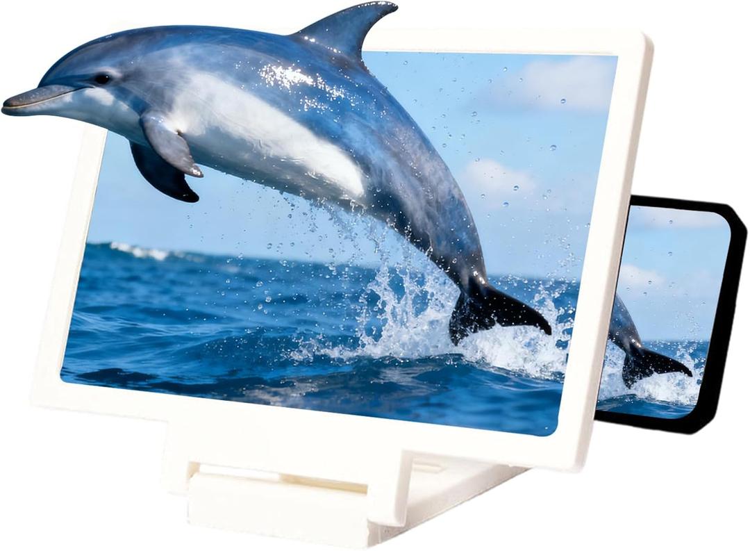 Big Screen Phone Magnifier,HD Screen Expander,Phone Screen Magnifier,3D Upgraded HD Foldable Design Screen Magnifier Version,for Movies,Videos and Gaming (10in White, Horizontal)