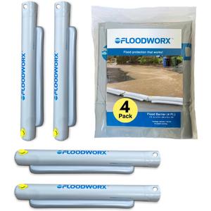 Reusable Flood Barrier & Water Diverter | No Sand Bags, Reusable Flood Protection | Protects Home, Garage, Driveway & Doorway | Flood Prevention Tool | Fast Setup - 4ft x 6in