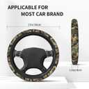 Camouflage Forest Steering Wheel Cover Elastic Non-Slip Car Steering Wheel Covers with Seat Belt Shoulder Pad for Women Men