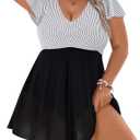 Blooming Jelly Women's Plus Size Bathing Suit One Piece Swim Dress Tummy Control Swimsuits Ruffle V Neck Swimwear (Large)