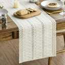Artoid Mode Beige Farmhouse Woven Rustic Hollow Table Runner, Seasonal Holiday Kitchen Dining Table Decoration for Home Party Decor 12x36 Inch