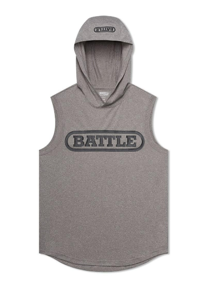 Battle Men's Sleeveless Light Action Hoodie Grey, Small 