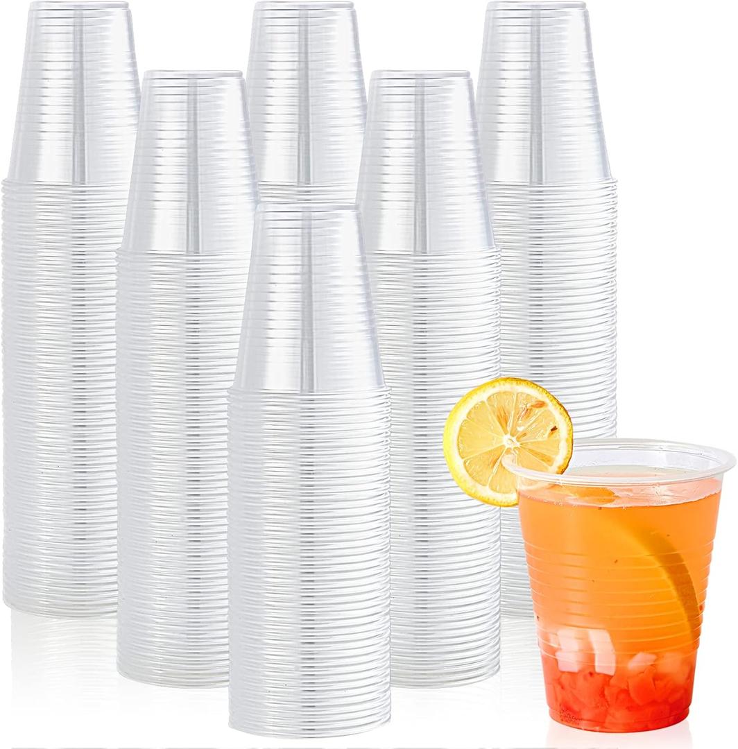 Lilymicky +/-100 Pack 12 oz Clear Plastic Cups, Cold Disposable Plastic Drinking Cups for Parties, Picnic, BBQ, Travel, and Events