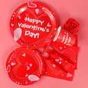 Atonofun Valentines Day Party Supplies, Valentines Day Plates and Napkins Set, Disposable Valentines Plates, Cups, Napkins and Forks for Valentine's Day, Engagements, Anniversary Party Serves 24