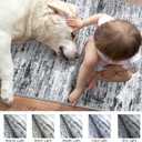 Lansny Modern Abstract 5x7 Machine Washable Area Rug Non-Slip Soft Bedroom Living Romm Rug Black Gray White Ultra Thin Print Faux Wool Floor Carpet Throw Rugs for Nursery Playroom Dining Room Indoor