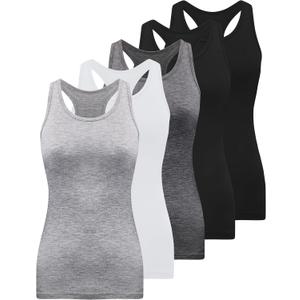 BQTQ 5 Pack Racerback Tank Tops for Women Sleeveless Workout Tank Top Ladies Undershirts Slim Fit Tanks Tops (XL)