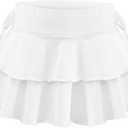 Women Summer Tennis Tiered Skirts Athletic High Waisted Ruffle Mini Skirts with Shorts S