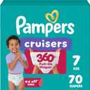 Pampers Diapers - Cruisers 360 - Size 7, 70 Count, up to 100% Leakproof Pull-On Diaper for Active Babies