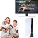 Wireless Emulator Retro Game Console, 4k,40000+ Video Games 128GB Built in 40+Emulators Plug and Play Video Game Console Support HDMI TV Output (Transparent White)