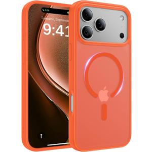 Magnetic for iPhone 17 Pro Case, [Anti-Slip] [Military-Grade Drop Protection] [Camera Protection] Skin-Friendly Slim Matte Shockproof Protective for iPhone 17 Pro Phone Case, Orange