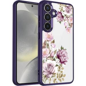 for Samsung Galaxy S25 Case [Buffertech 6.17ft Military-Grade Drop Protection] [Anti Peel Off Tech] Clear TPU Bumper 5G Phone Case Cover Design (Cherry Blossoms)