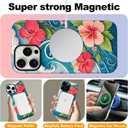 Magnetic for iPhone 16 Pro Case Cute Hibiscus Flower Ocean Wave Phone Case, Tropical Floral Beach Shockproof Slim TPU and Hard PC Protective Phone Cover Compatible with MagSafe Gift for Women