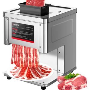 Commercial Fresh Meat Cutter Machine, 450W Electric Meat Slicer with Slicing Output 450LBS/H, 2.5mm Commercial Meat Slicer with Removable Blade for Boneless Meat Chicken and Vegetables,110V