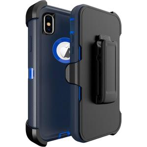 Defender Case for iPhone Xs Max, Heavy Duty Shockproof Dustproof 3 in 1 Rugged Protective Bumper Cover, Military Grade Drop Protective Phone Case (Blue)