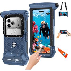 2026 Diving Snorkeling Phone Case for iPhone 17/16/15/14/13/12/11 Pro Max/XS/X Samsung Galaxy S26/S25/S24 Professional Scuba Dive Waterproof Underwater Photo Video Cover (5TH Gen, Blue-)