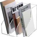 Desk File Organizer, Acrylic Magazine File Holder with 3 Vertical Compartments Rack File Sorter for Office Home Classroom Desk Organization, Clear