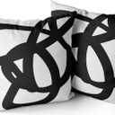 KELEMO Home Set of 2 Pillow Case Black White Abstract Art Modern Throw Pillow Covers Cushion Decorative Pillowcase Square 18 x 18 Inches