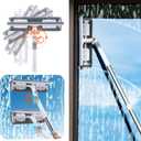funest 126 Squeegee for Window Cleaning, 2-in-1 Window Cleaner Tool with Extension Pole, Rotatable Head for Indoor and Outdoor Glass Shower Glass Mirror Car RV Window Cleaning Kit