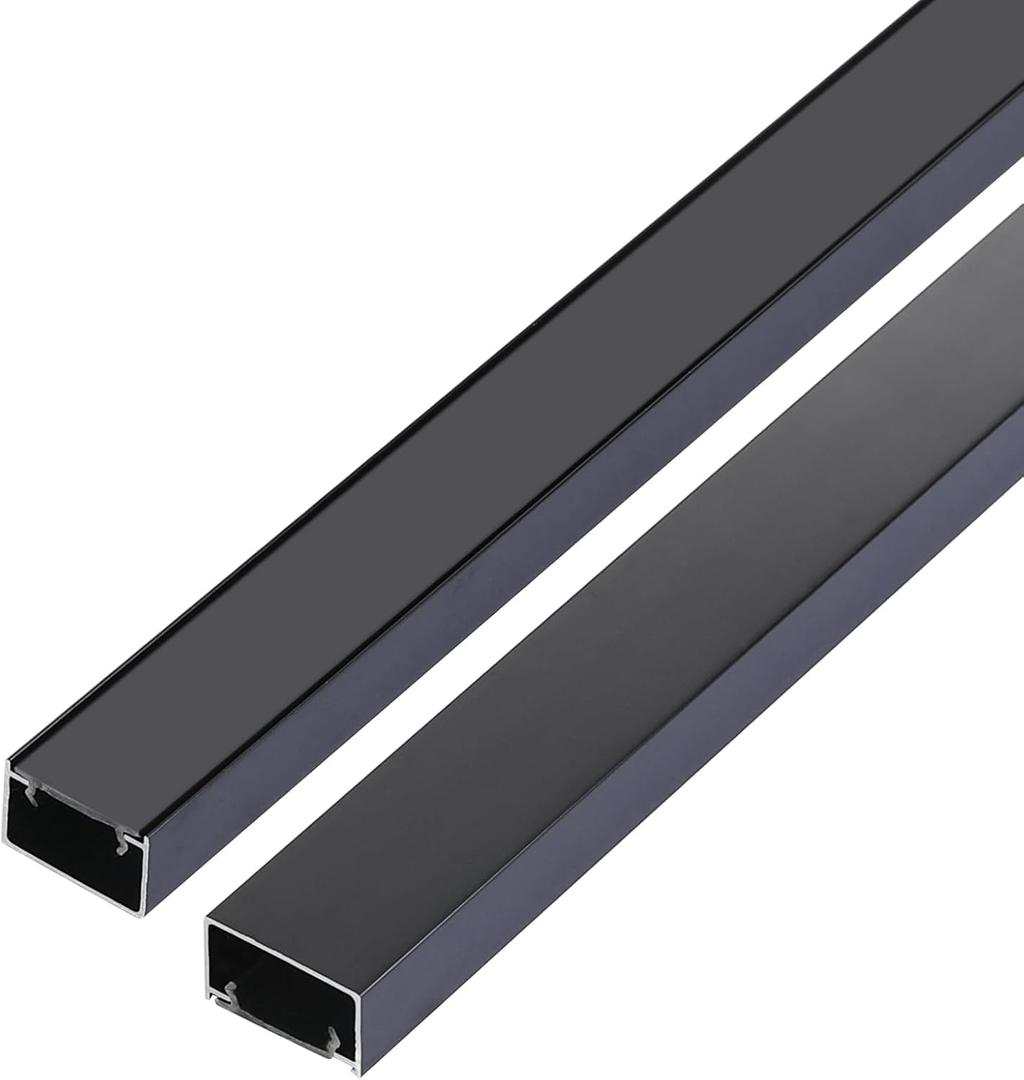 Aluminium Alloy U Shape Edge Trim Strip Decoration Profiles with Base, Metal Cable Raceway Cord Cover Channel, Ceramic Tile Mirror Wall Trim Transition Corner Decorative Strips ((3  L39.37in) L118in  W0.79in  H0.47in, Glossy Black)