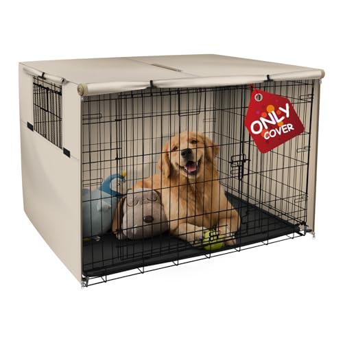 Explore Land 30 inches Dog Crate Cover Heavy Duty Polyester Pet Kennel Sunshade Universal Fit for Wire Cage (Light Tan)