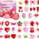 32 Pack Squishies Toys Valentines Day Mochi Squishy Kawaii Squishys Slow Rising Valentines Day Gifts Prizes Party Favors and Valentines Day Decor Goodie Bag Mini Squishies Stress Reliever Toy