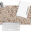 MAY FLOWER Gaming Mouse pad, Large Laptop Mousepad, Full Keyboard Mat, Long Computer Mouse Mat for Home and Office, Anti-Slip Rubber Base, 31.5 x 11.8 Inches (Leopard Print)