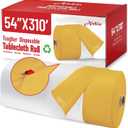 Plastic Table Cloth, 310 Ft X 54 In Disposable Tablecloth White Gold Tablecloth PEVA Premium Plastic Table Cloth Disposable with Any Cut Sliding Cutters for Picnics, Parties, Birthdays, Weddings