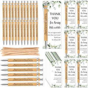 Yeaqee 36 Sets Employee Appreciation Gift Bulk Thank You Inspirational Bamboo Pen with Card Graduation Appreciation Gift for Teacher Student Nurse Coworker Staff Office Team (May You)
