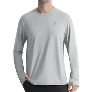 Mens UPF 50+ Sun Protection Shirts, UV Long Sleeve Swim Rash Guard for Hiking Running Fishing Quick Dry Lightweight (S)