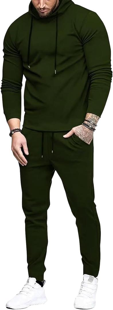 Uni Clau Men's Tracksuit 2 Piece Set Sweatsuits hoodies and Sweatpants Athletic jogging suits sets Casual (Green, XXXL)
