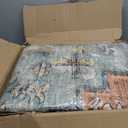 BESTSWEETIE 8x10 Area Rug Washable Rugs for Living Room, No Pile Boho Carpet for Entryway Bedroom Dinning Room, Vintage Carpet Print Distressed Non-Slip, 8 x 10 ft, Green Brick Rust Red