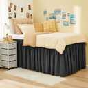 RIMELA Dorm Bed Skirt Twin XL 32 Inch Drop, Easy to Install Extra Long Wrap Around Elastic Dust Ruffle, Dark Grey Bed skirt Solid Silky Fabric Machine Washable (Twin XL 80L x 39W & Twin 75L x 39W)