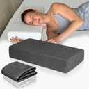 24x12x4 Pillow Cube for Side Sleepers with 2 Pillow Cases(White & Gray) Memory Foam- Medium Firm Design Ideal for Neck,Shoulder Pain Relief & Cervical Support - Made of Odorless Fabric