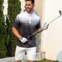 uideazone Mens Golf Shirt Dry Fit Athletic Polo Shirts Moisture Wicking Performance 3D Print Short Sleeve (Medium)